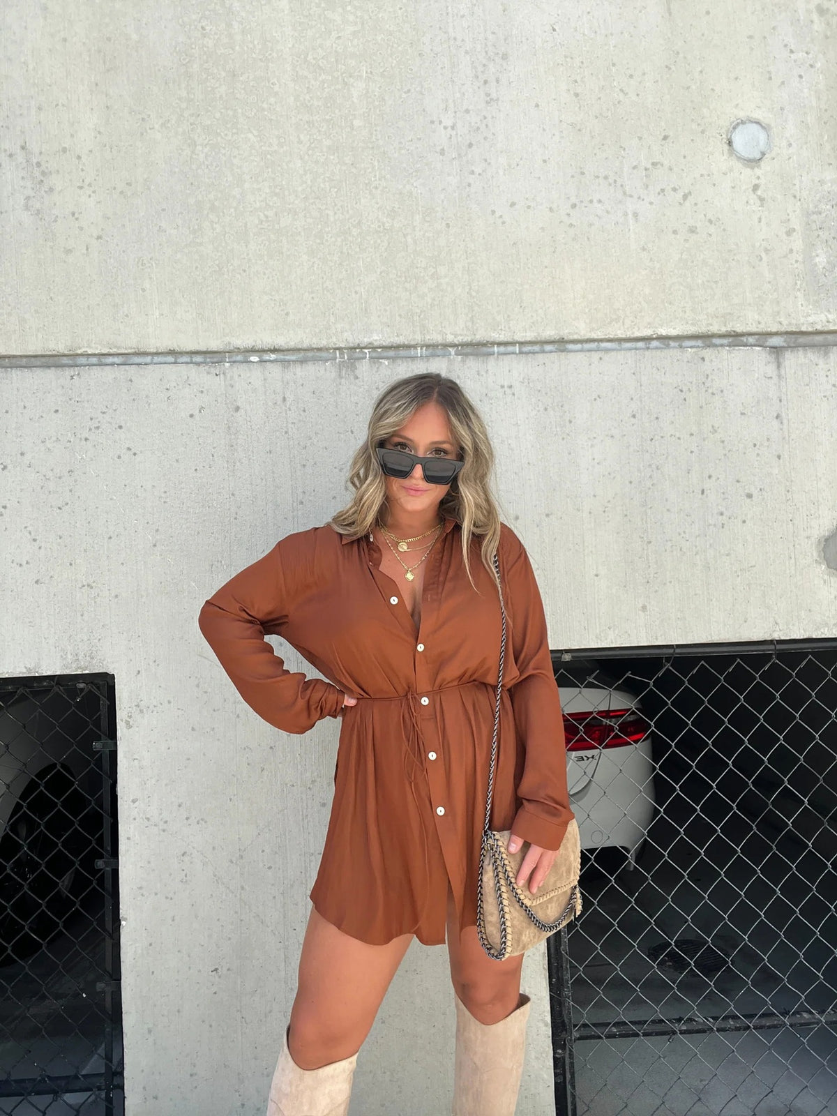 Women's Long-Sleeve Button-Front Shirt Romper (photo 5)