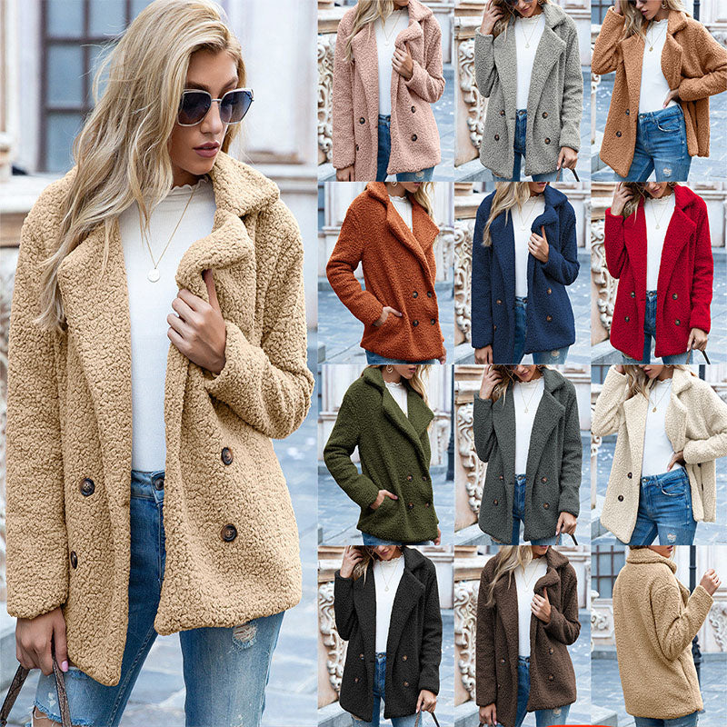 Women's Fluffy Lapel Button Cardigan Coat (photo 15)