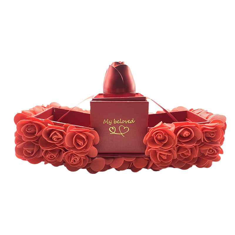Soap Rose Gift Box with Crystal Pendant Necklace (photo 4)