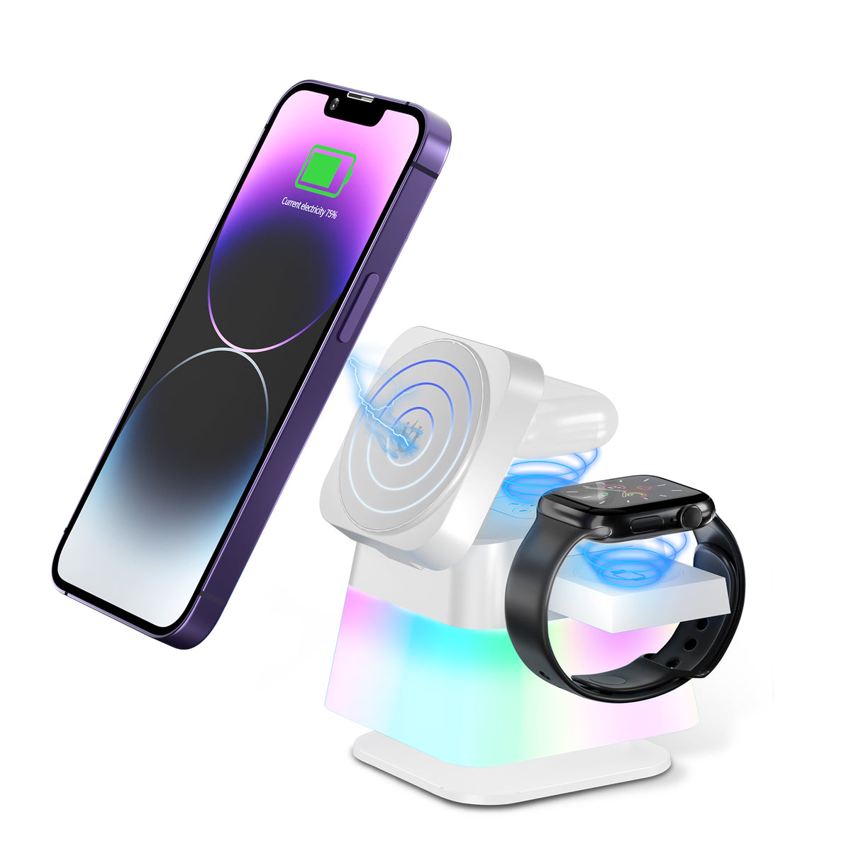 4-in-1 Rotating Magnetic Wireless Charging Stand with Night Light (photo 4)
