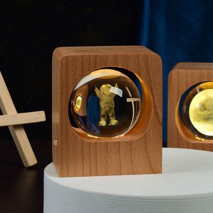 Beech Base 3D Engraved Crystal Ball Night Light, 6 cm (photo 4)