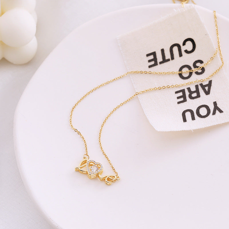 Titanium Steel Love Letter Clavicle Necklace (photo 8)
