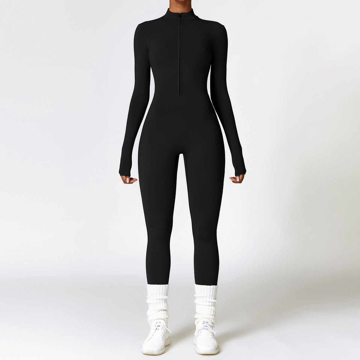 Women's Fleece-Lined Zip Long-Sleeve Yoga Jumpsuit (photo 6)