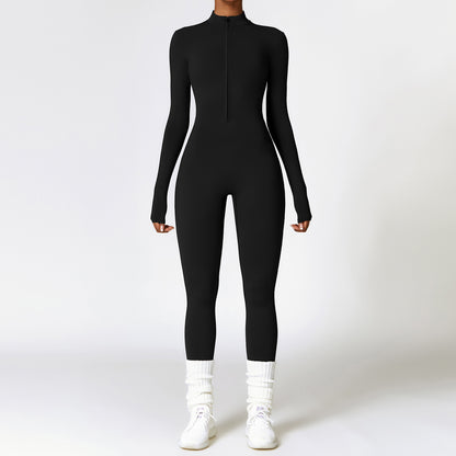 Women's Fleece-Lined Zip Long-Sleeve Yoga Jumpsuit (photo 6)