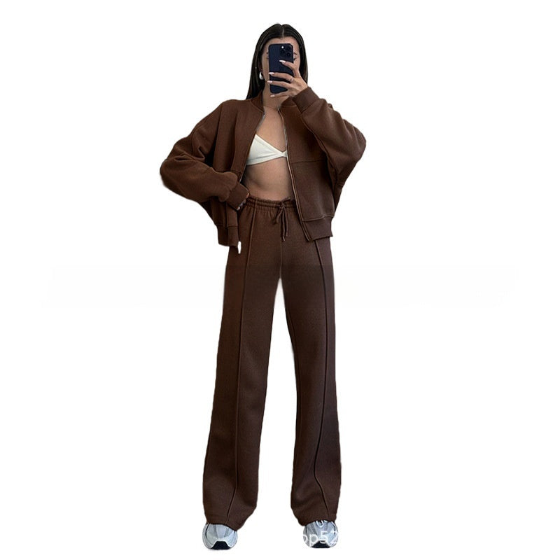 Women's Zip Jacket and Wide-Leg Pants Sports Set (photo 10)