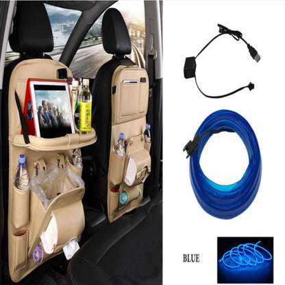 PU Leather Car Seat Back Organizer with Tissue Box (photo 11)