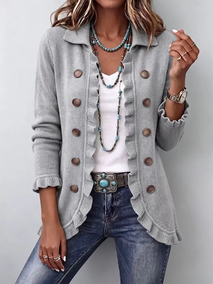 Women's Ruffled Button-Front Knit Cardigan (photo 12)