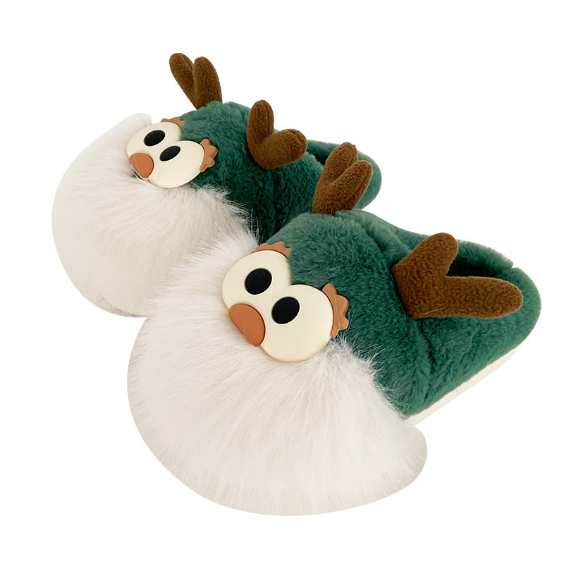 Christmas Deer Plush Slippers with Heel Cover (photo 8)