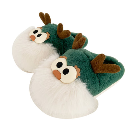 Christmas Deer Plush Slippers with Heel Cover (photo 8)