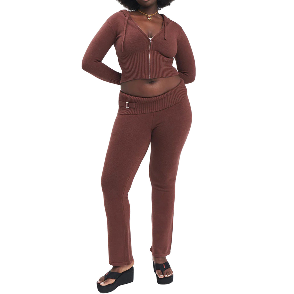 Women's Zip-Up Hoodie and High-Waist Pants Set (photo 25)