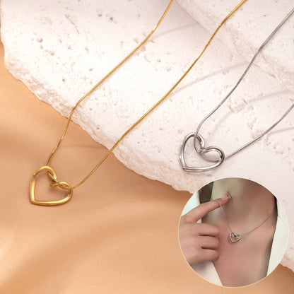Twisted Hollow Heart Pendant Necklace