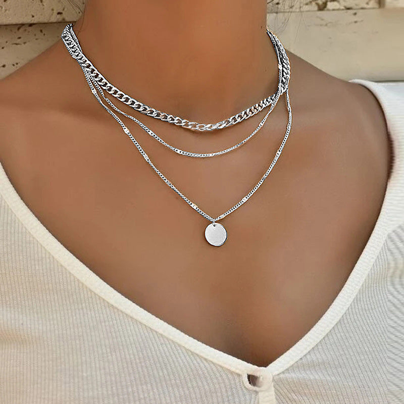 Women's Layered Disc Pendant Necklace (photo 7)