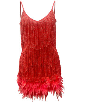 Women's Sequin Tassel V-Neck Strappy Mini Dress (photo 11)