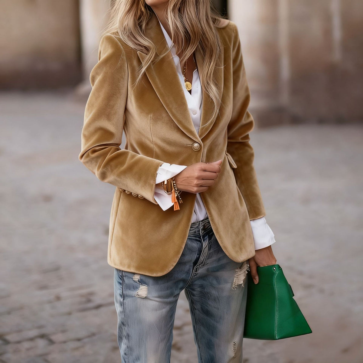 Women's Slim-Fit Velvet Blazer (photo 18)