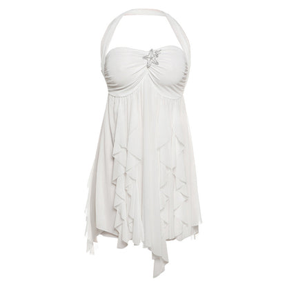 Women's Halter Backless Printed Mesh Mini Dress (photo 14)