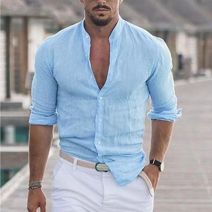Men's Long-Sleeve Button Shirt, Solid Colors (photo 16)