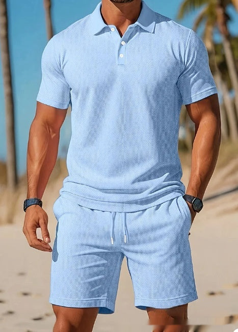Men's Mesh Short-Sleeve Shirt and Shorts Set