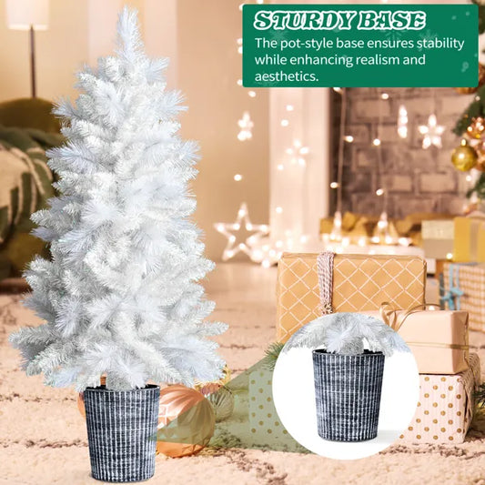 4 ft White Artificial Christmas Tree in Pot Stand