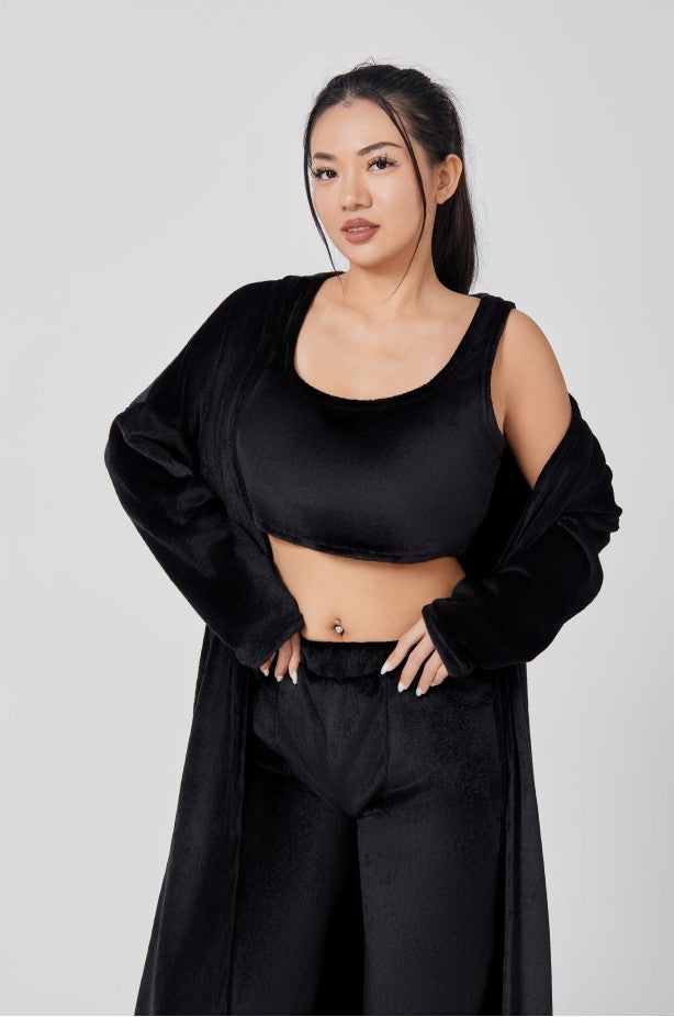 Women's 3-Piece Knit Lounge Set: Crop Top, Wide-Leg Pants and Cardigan (photo 14)