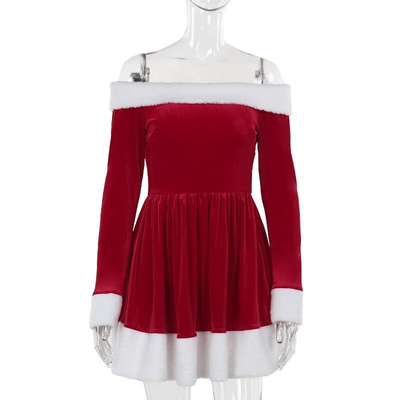 Women's Santa Costume Dress with Plush Trim (photo 8)
