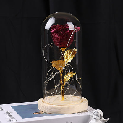 Preserved Rose with LED Lights in Glass Dome (photo 16)