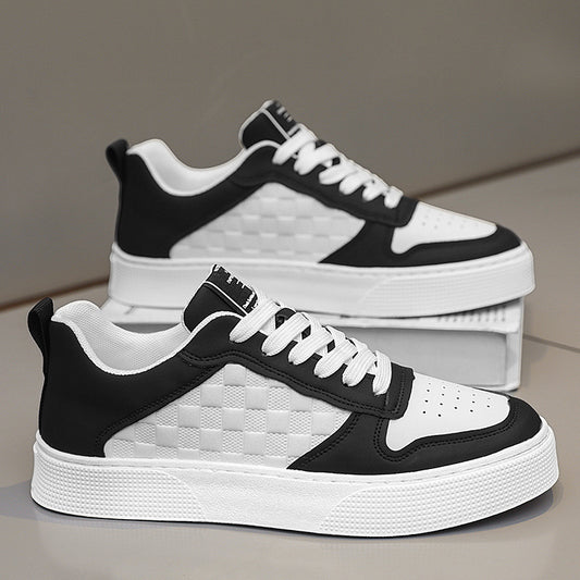 Men's Plaid Lace-Up Flat Sneakers