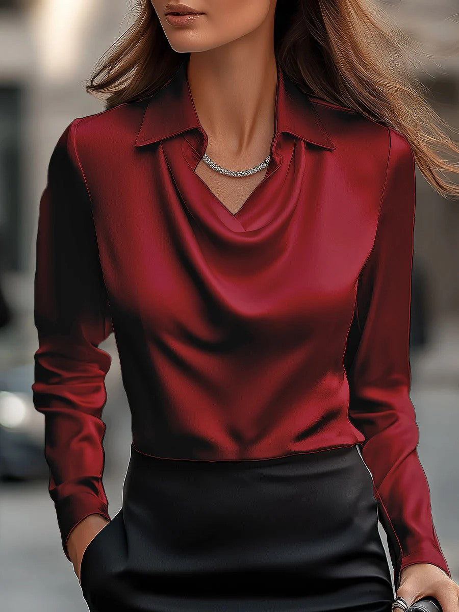 Women's Collared Long-Sleeve Button-Up Blouse (photo 12)