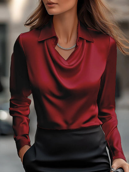 Women's Collared Long-Sleeve Button-Up Blouse (photo 12)