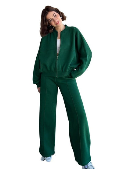 Women's Zip Jacket and Wide-Leg Pants Sports Set (photo 8)