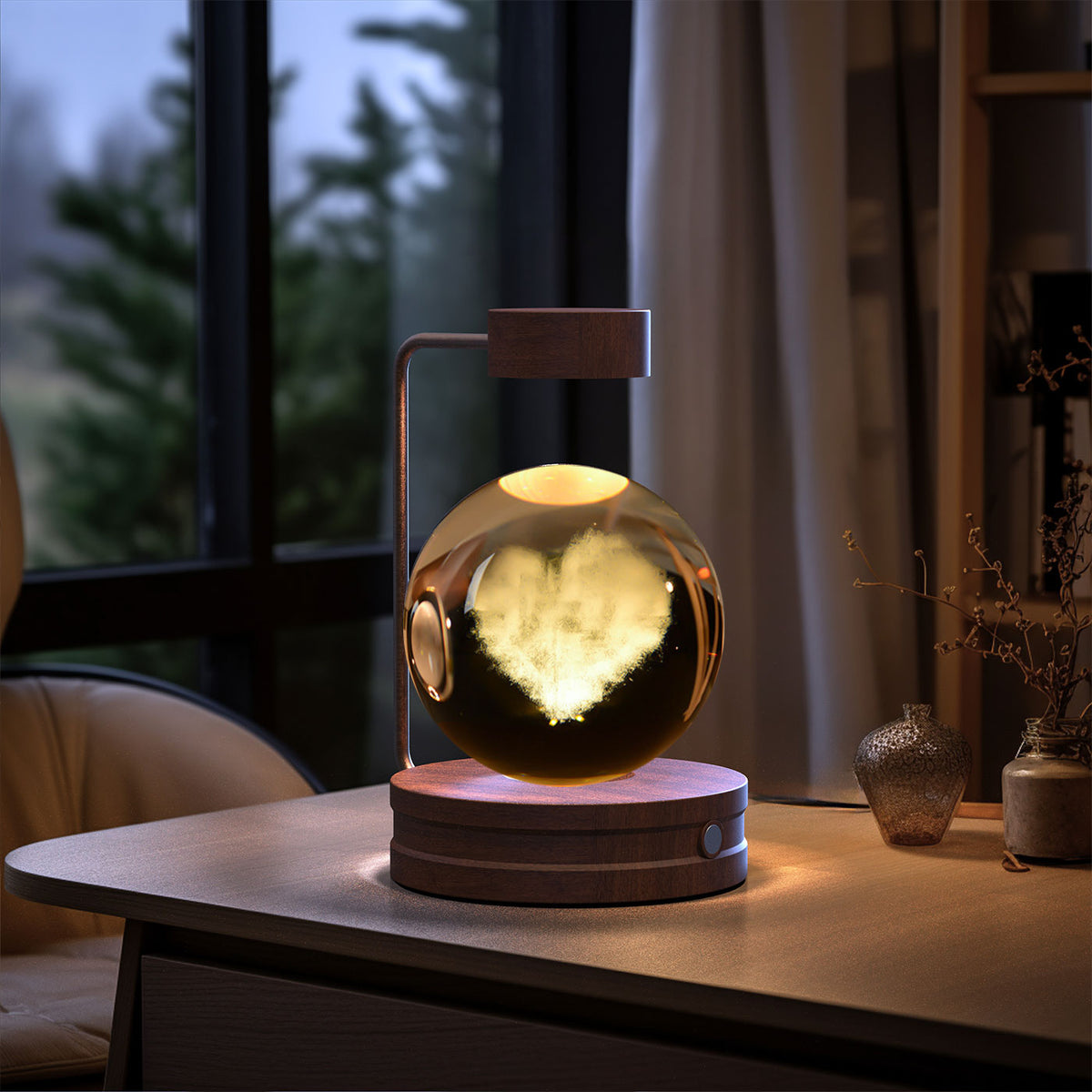 3D Engraved Crystal Ball Night Light with Wooden Base, USB (photo 41)