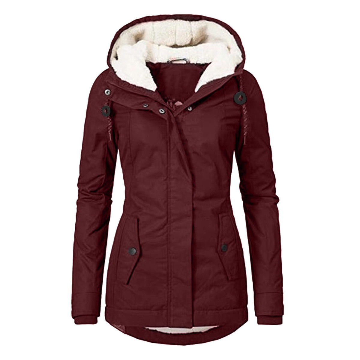 Women's Hooded Fleece Zip Jacket with Buckle (photo 7)
