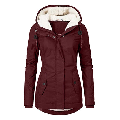 Women's Hooded Fleece Zip Jacket with Buckle (photo 7)