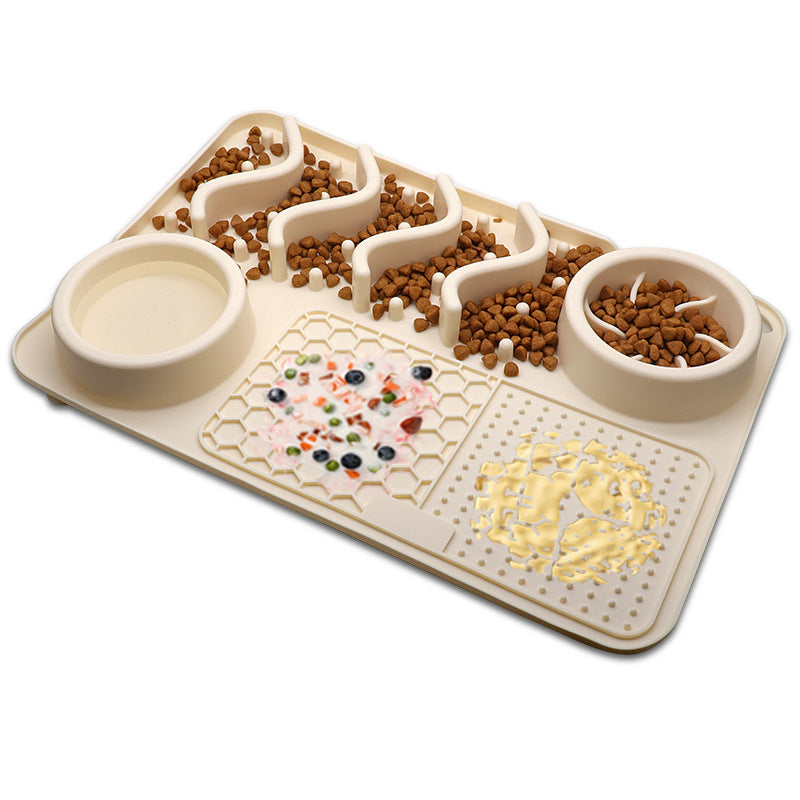 Silicone Lick Mat and Slow Feeder Bowl for Dogs, Small or Large – Large, Milky White