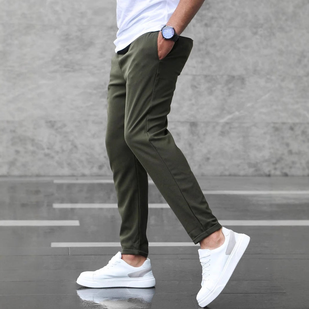 Men's Slim Drawstring Pants with Pockets (photo 4)