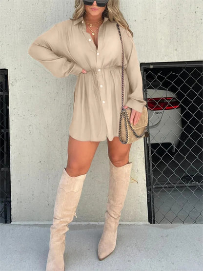 Women's Long-Sleeve Button-Front Shirt Romper (photo 4)