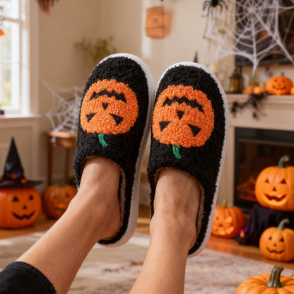 Halloween Pumpkin Plush Slippers (photo 2)