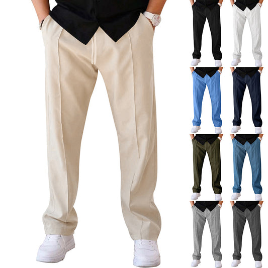 Men's Waffle Drawstring Straight-Leg Pants