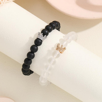 2-Piece Glow-in-the-Dark Crown Bead Couple Bracelets (photo 6)