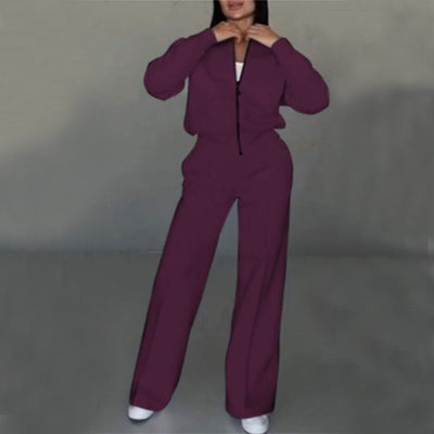 Women's Zip Jacket and Wide-Leg Pants Sports Set (photo 5)