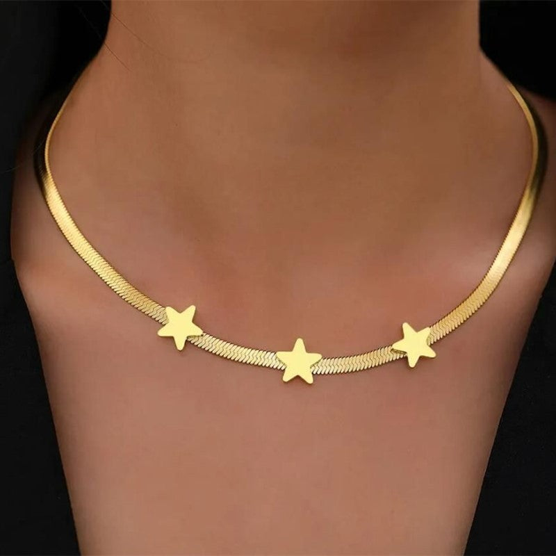 Gold-Tone Snake Chain Star Choker Necklace (photo 2)