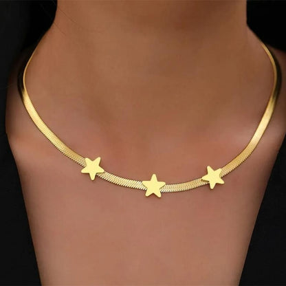 Gold-Tone Snake Chain Star Choker Necklace (photo 2)