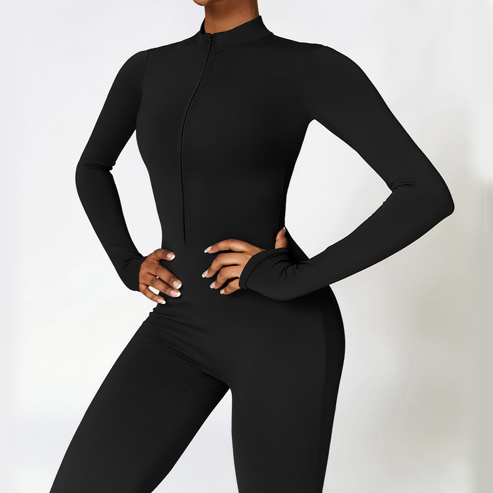 Women's Fleece-Lined Zip Long-Sleeve Yoga Jumpsuit (photo 3)