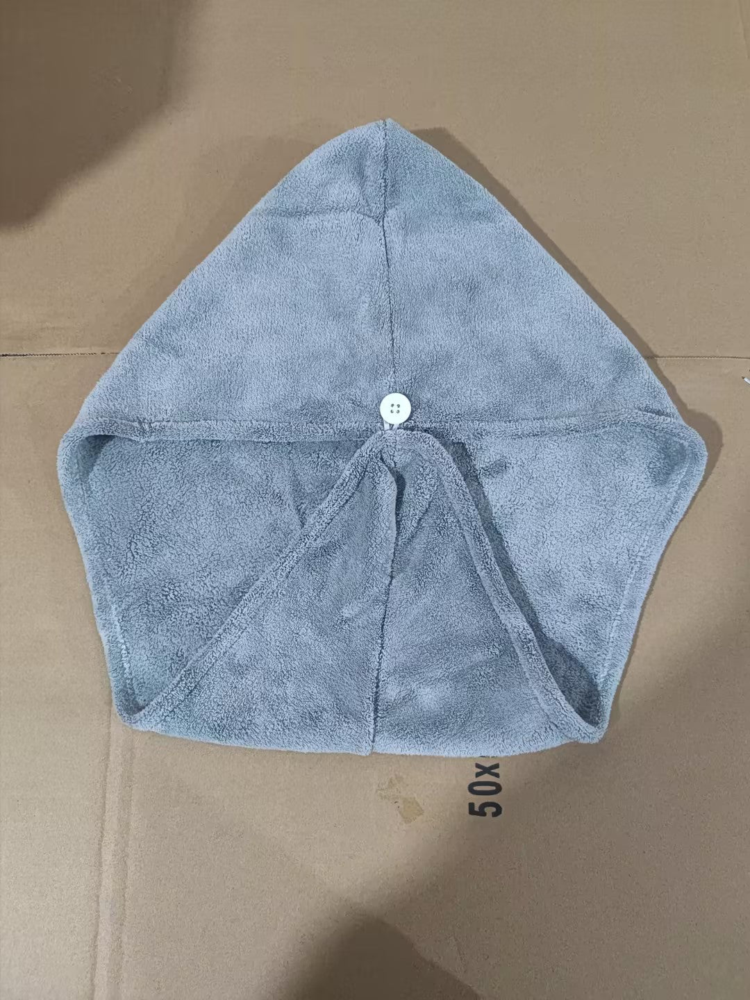 Microfiber Hair Drying Towel Cap with Button - Dark Gray (photo 3)