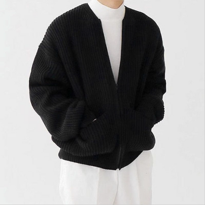 Men's Lined Zip-Up Knit Cardigan with Funnel Neck (photo 10)