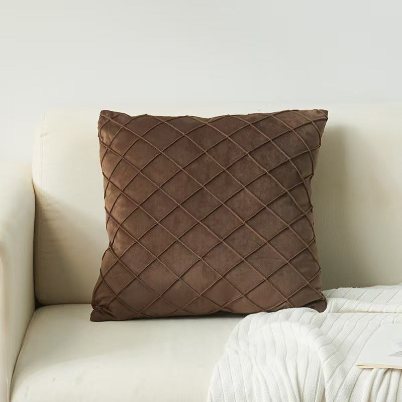Quilted Velvet Throw Pillow Cover - Coffee Brown (photo 2)