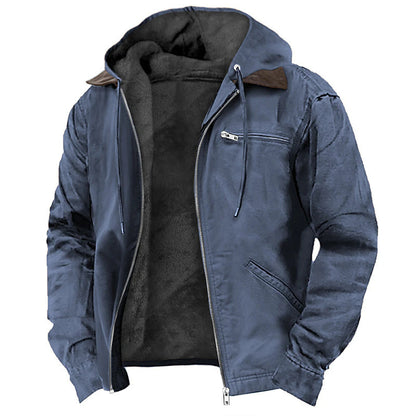 Men's Hooded Fleece Zip-Up Long Jacket (photo 2)