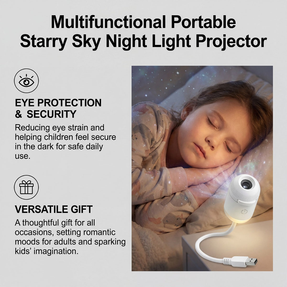 USB Star Projection Night Light with Slides (photo 3)