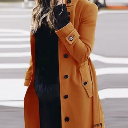 Women's Slim Stand-Collar Single-Breasted Coat (photo 17)