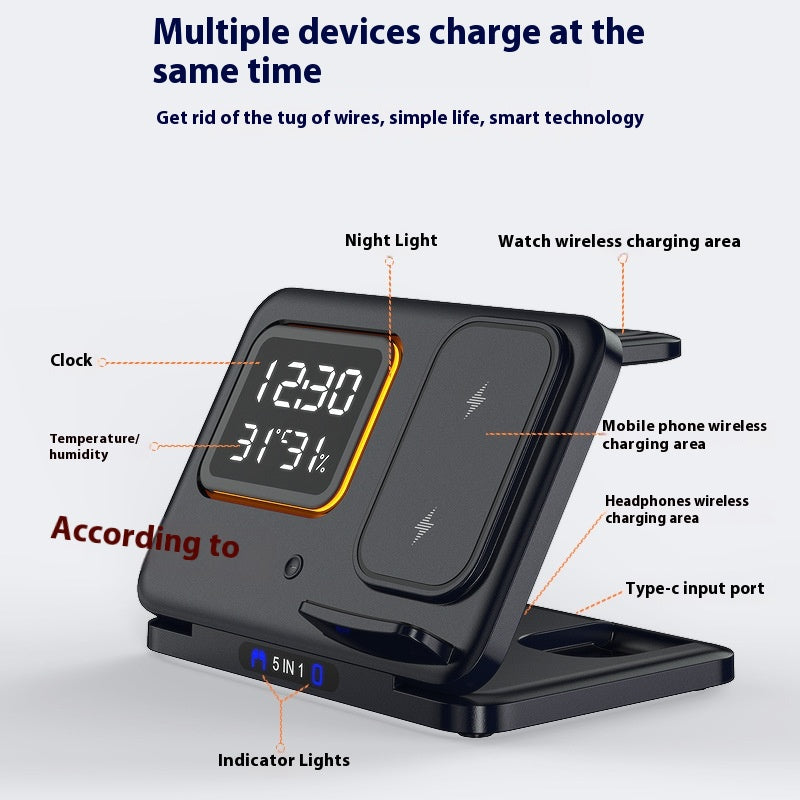 5-in-1 Wireless Charging Station with Digital Alarm Clock (photo 9)