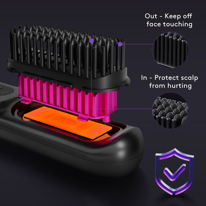 2-in-1 Cordless Hair Straightener Brush, USB Rechargeable (photo 6)